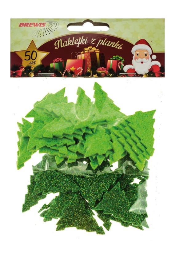 Naklejki z pianki Choinki 50szt Brewis